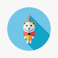 birthday teddy bear flat icon with long shadow,eps10