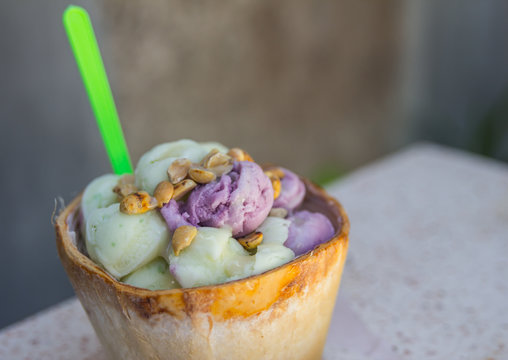 coconut Ice Cream with nuts