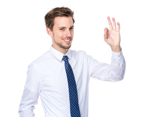 European businessman finger with ok sign