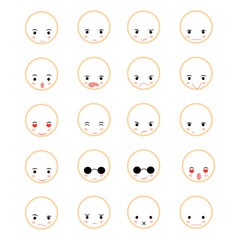 Set of faces with various emotion