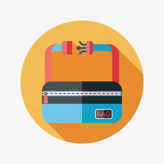 travel bag, flat icon with long shadow