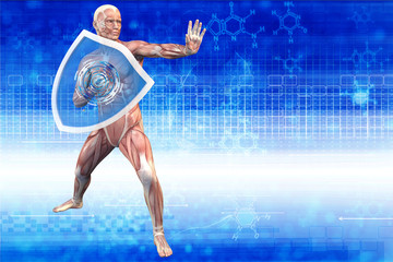 Man with a shield (anatomical vision) are protected from disease