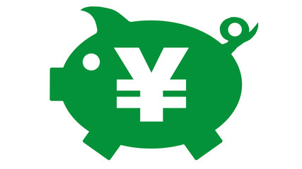 button - piggy bank in green with yen symbol - yen4 - g1189 © fotohansel