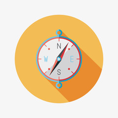 compass flat icon with long shadow