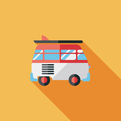 Transportation bus flat icon with long shadow