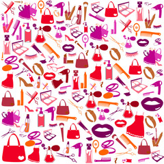 Cosmetic, make up and beauty icons and background.