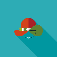 Women hat flat icon with long shadow