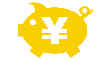 button - piggy bank in yellow with yen symbol - yen7 - g1192 © fotohansel