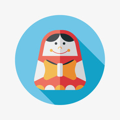 Russian Doll flat icon with long shadow,eps 10