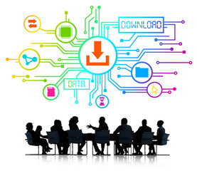 Silhouette Group of People with Data Download