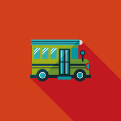 School Bus flat icon with long shadow,eps10