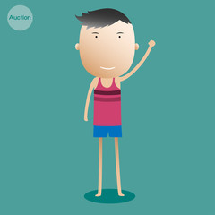 cartoon hand action show, vector illustration