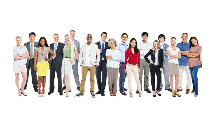 Group Of Multi-Ethnic And Diverse Occupational People In A White