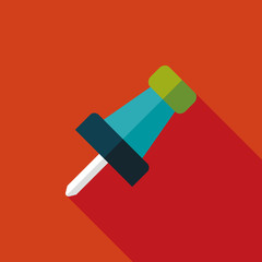 push pin flat icon with long shadow,eps10