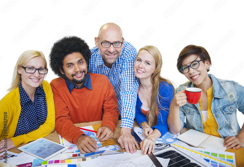 Poster Group of Diverse Multiethnic People at Work - Posters