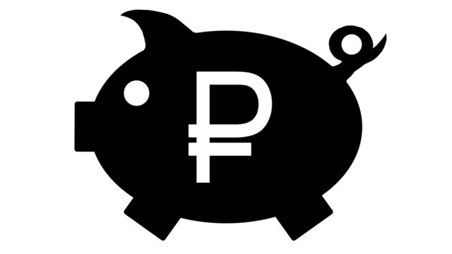 button - piggy bank in black with rubel symbol - rubel1 - g1200