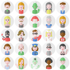 Stylish male and female flat characters set