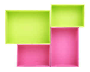 Multicoloured rectangular boxes isolated on white