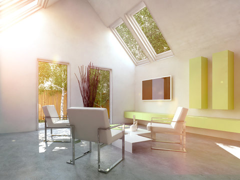 Modern simple cottage living room interior