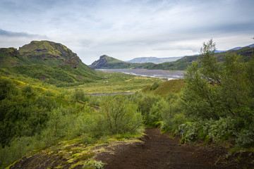 Panorama of Icelandic mountains