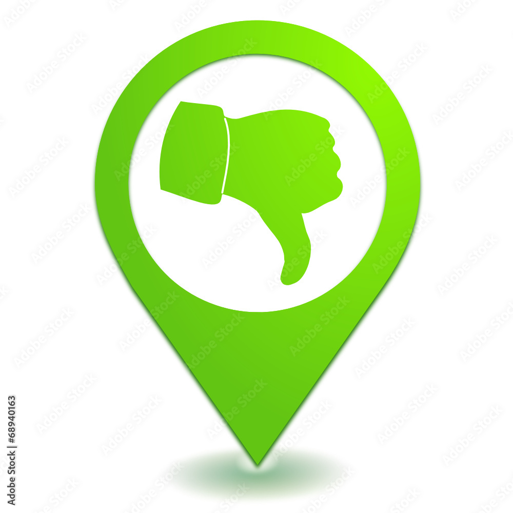 Aufkleber pouce baissé sur symbole localisation vert