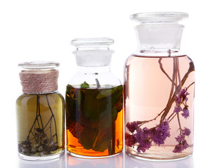 Bottle of herbal tincture on white background isolated