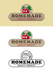 Homemade Product Label with Farmhouse Vector Illustration