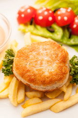 french fries with cutlet for kids menu
