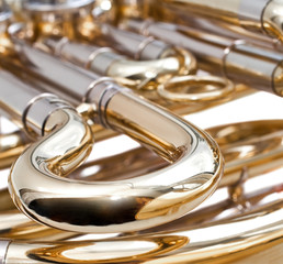 Fototapeta na wymiar French horn fragment closeup