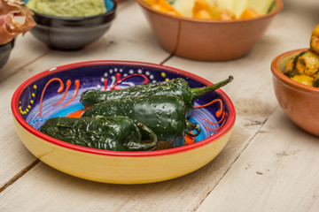 Tapas with fried jalapeno peppers