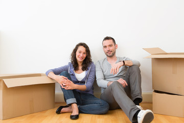 Young couple in their brand new flat