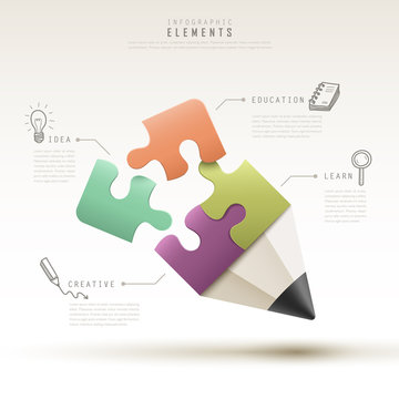 Creative Template With Puzzle Pencil Infographic