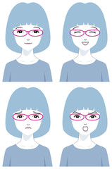 赤い眼鏡の女性アイコン