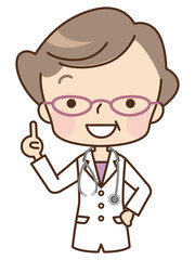 高齢女性　医師　表情