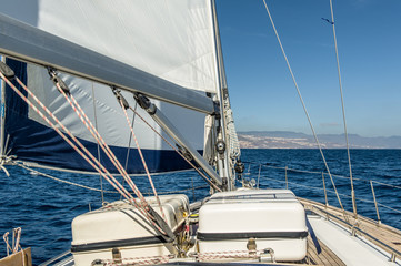 Fototapeta premium Yacht sail in the Atlantic ocean