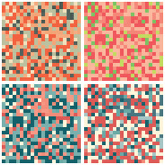 A group of four pixel background vectors