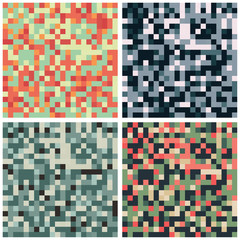 A group of four pixel background vectors