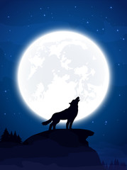 Wolf and Moon