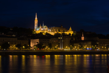 Fototapeta na wymiar View of Fisherman's Bastion over the Danube Budapest