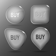 Buy. Glass buttons. Vector illustration.