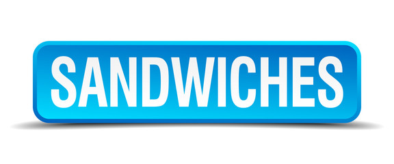 sandwiches blue 3d realistic square isolated button