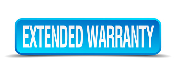 extended warranty blue 3d realistic square isolated button