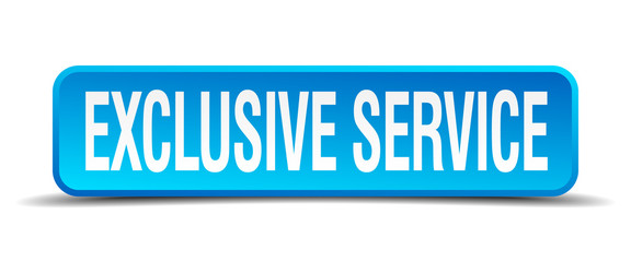 exclusive service blue 3d realistic square isolated button