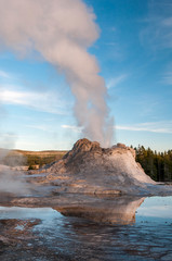 Smoking geyser in Yellowstone.