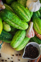ingredients preparation pickled cucumbers