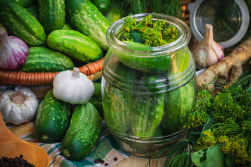 Jar pickles other ingredients pickling