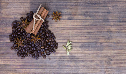 wooden board with coffee