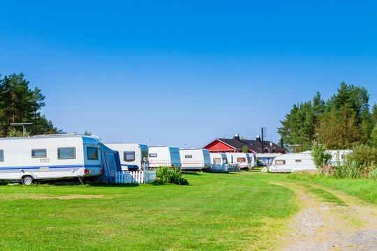 Camping with caravans in nature park