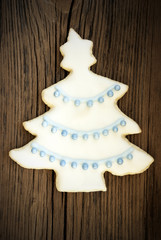 Christmas Tree Cookie on Wood