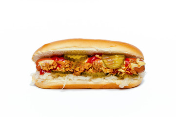 Hotdog/Hot Dog isoliert vor Weiß